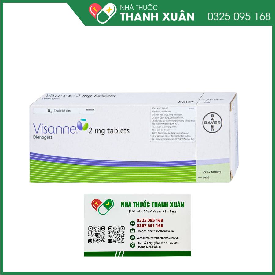 Visanne 2mg tablets trị lạc nội mạc tử cung